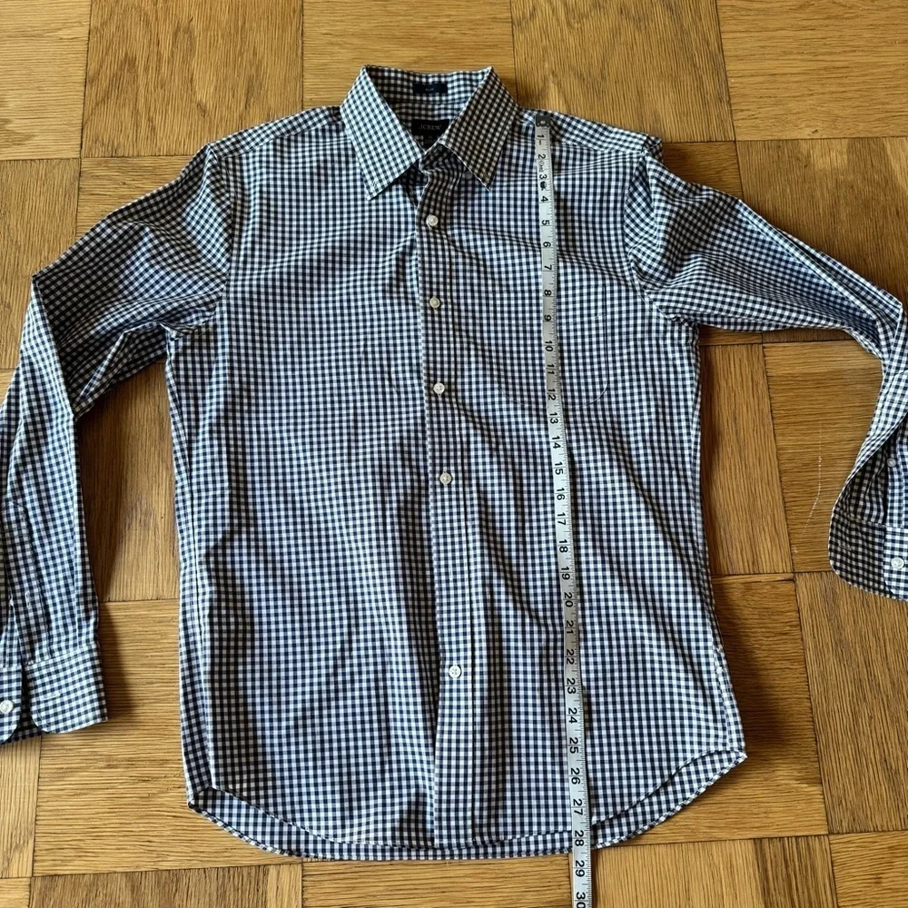 J. Crew Slim Mens Medium Blue White Gingham Button Down Shirt Checkered Plaid